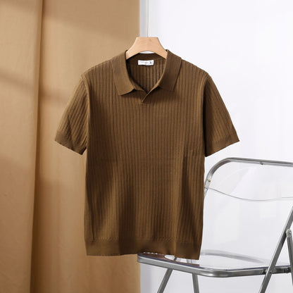 Premium Geripptes Poloshirt