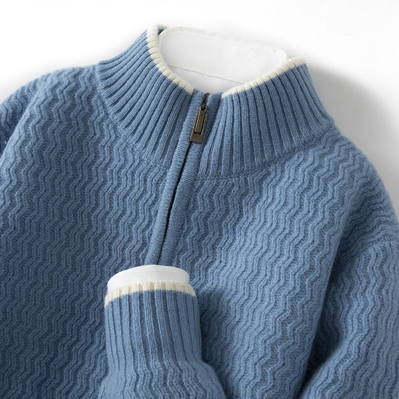 Wollpullover mit Halbreißverschluss