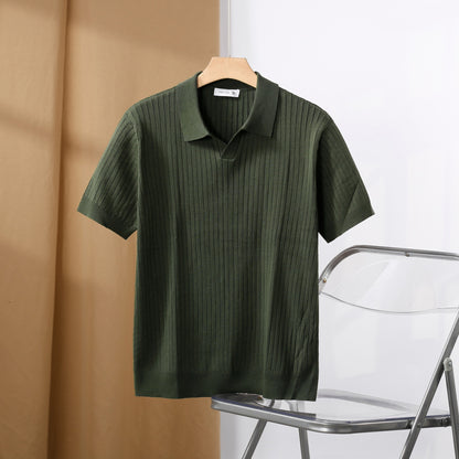 Premium Geripptes Poloshirt
