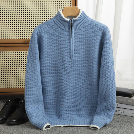Wollpullover mit Halbreißverschluss