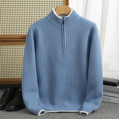 Wollpullover mit Halbreißverschluss