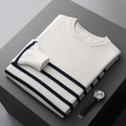 UrbanStoff | Gestreifter Rundhals Pullover