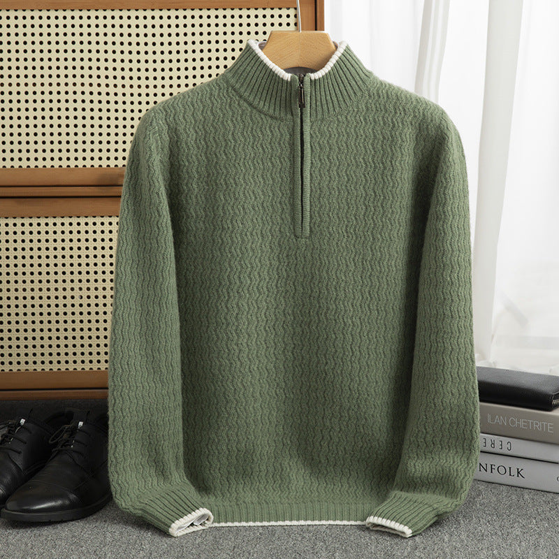 Wollpullover mit Halbreißverschluss