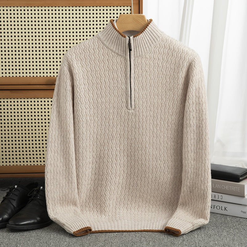 Wollpullover mit Halbreißverschluss