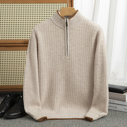Wollpullover mit Halbreißverschluss