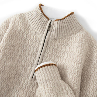 Wollpullover mit Halbreißverschluss