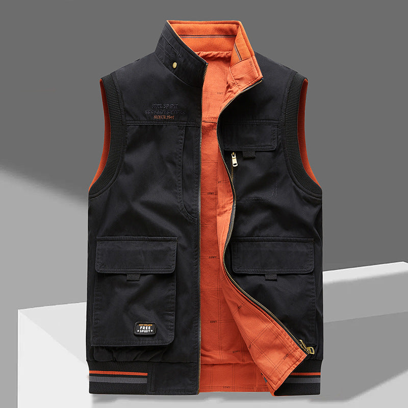 UrbanStoff | Wende-Weste aus Baumwolle mit Taschen