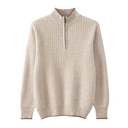Wollpullover mit Halbreißverschluss