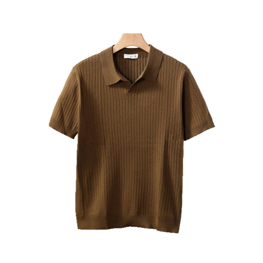 Premium Geripptes Poloshirt