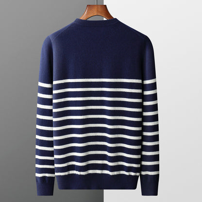 UrbanStoff | Gestreifter Rundhals Pullover