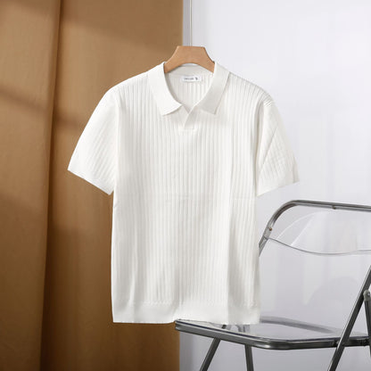 Premium Geripptes Poloshirt