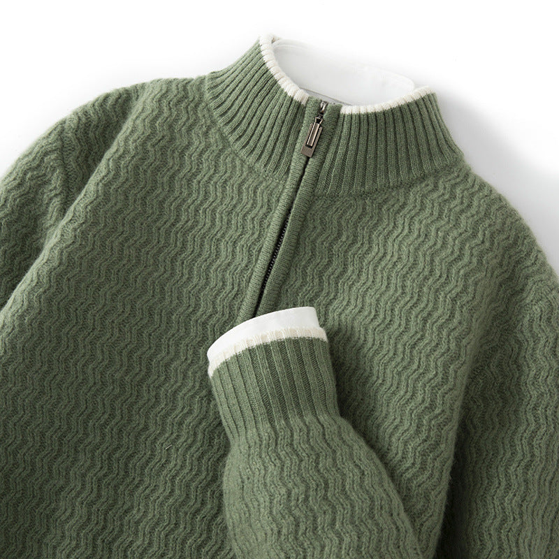 Wollpullover mit Halbreißverschluss