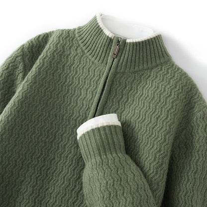 Wollpullover mit Halbreißverschluss