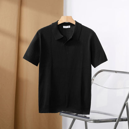Premium Geripptes Poloshirt