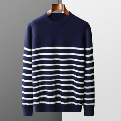 UrbanStoff | Gestreifter Rundhals Pullover