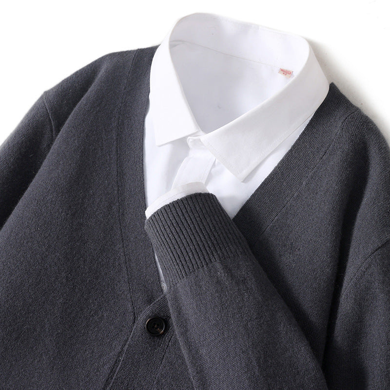 UrbanStoff | Woll-Cardigan mit V-Ausschnitt