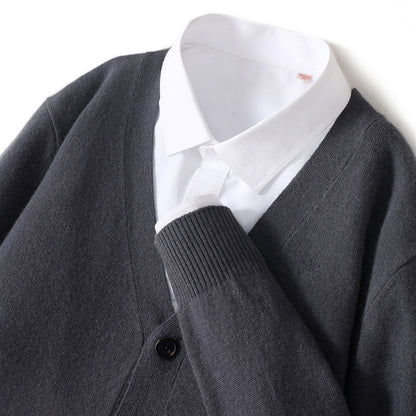 UrbanStoff | Woll-Cardigan mit V-Ausschnitt