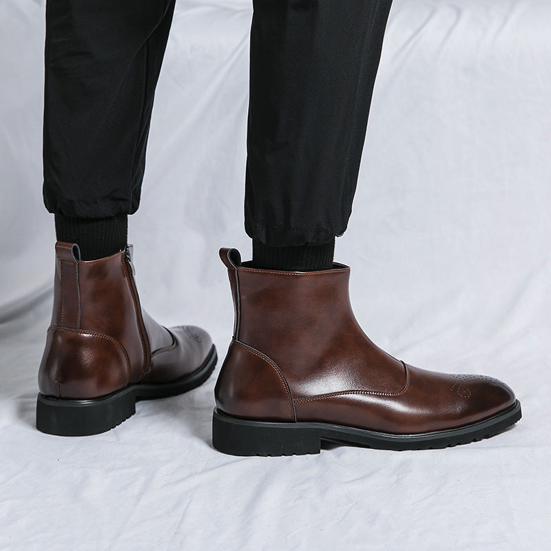 Klassische Lederstiefel mit Reißverschluss