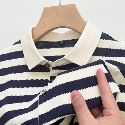 UrbanStoff | Herren Gestreiftes Poloshirt – Kurzarm