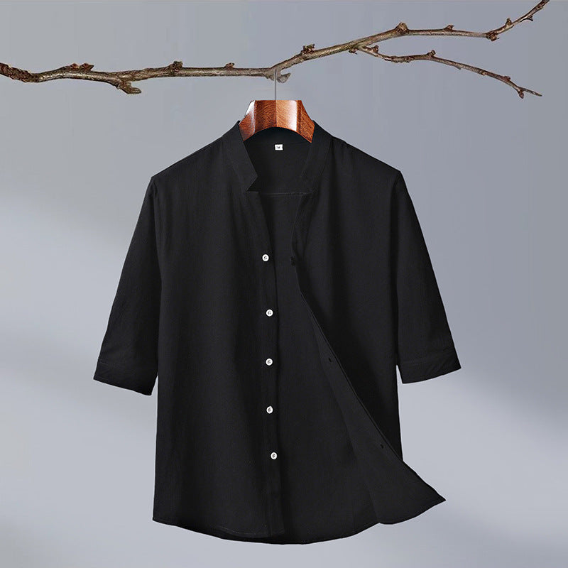 UrbanStoff | Halbarm Hemd mit Stehkragen