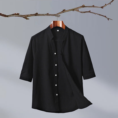UrbanStoff | Halbarm Hemd mit Stehkragen