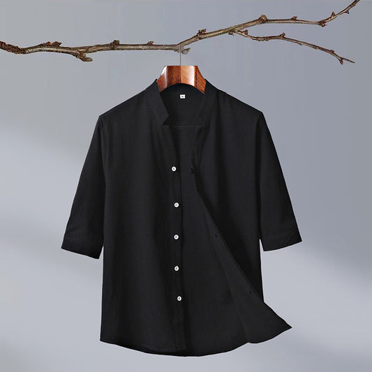 UrbanStoff | Halbarm Hemd mit Stehkragen