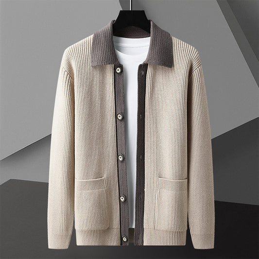 Strickjacke mit Kontrastkragen