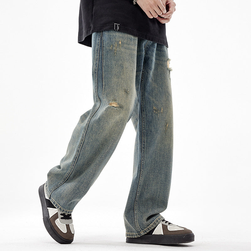 UrbanStoff | Retro Wide-Leg Ripped-Jeans