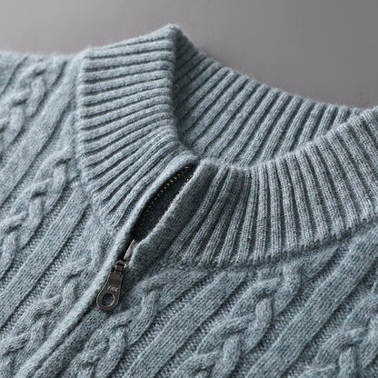 Wollpullover mit Reißverschluss – Stehkragen