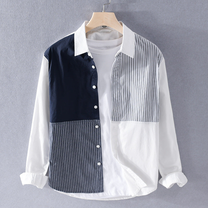 UrbanStoff | Gestreiftes Patchwork-Hemd