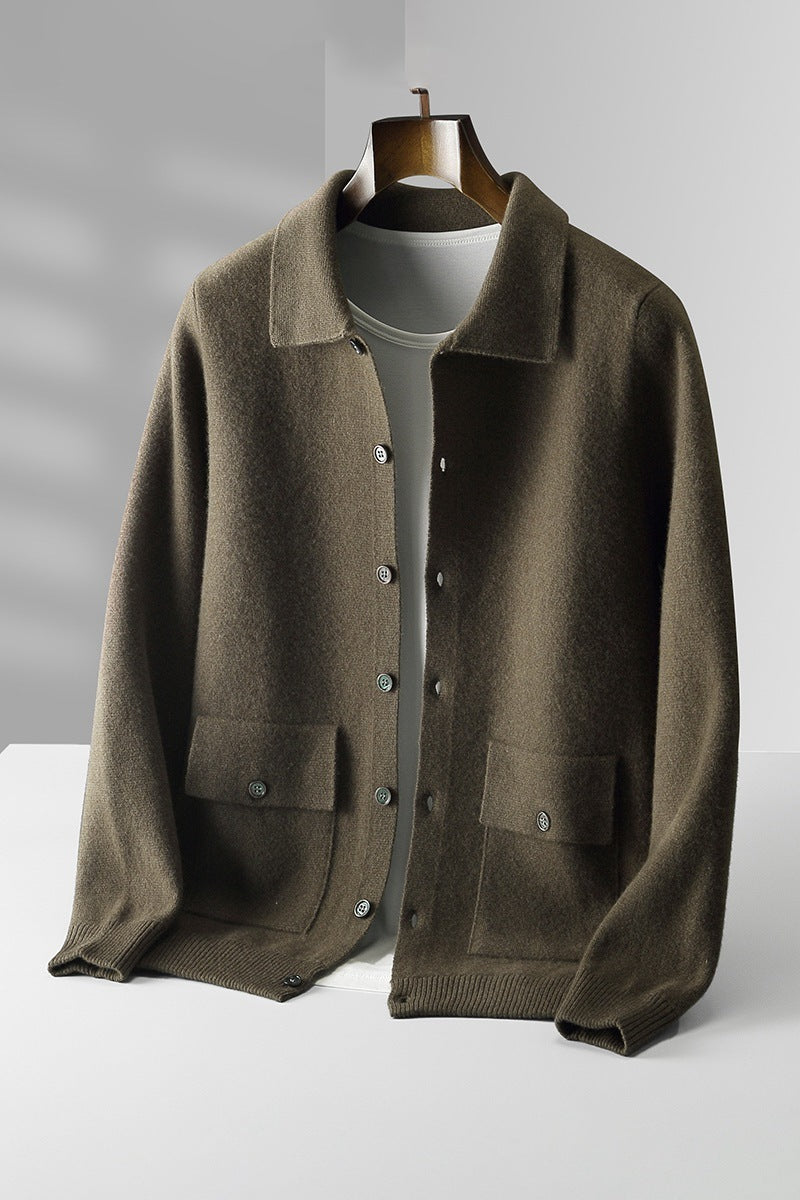 Polokragen Woll-Cardigan