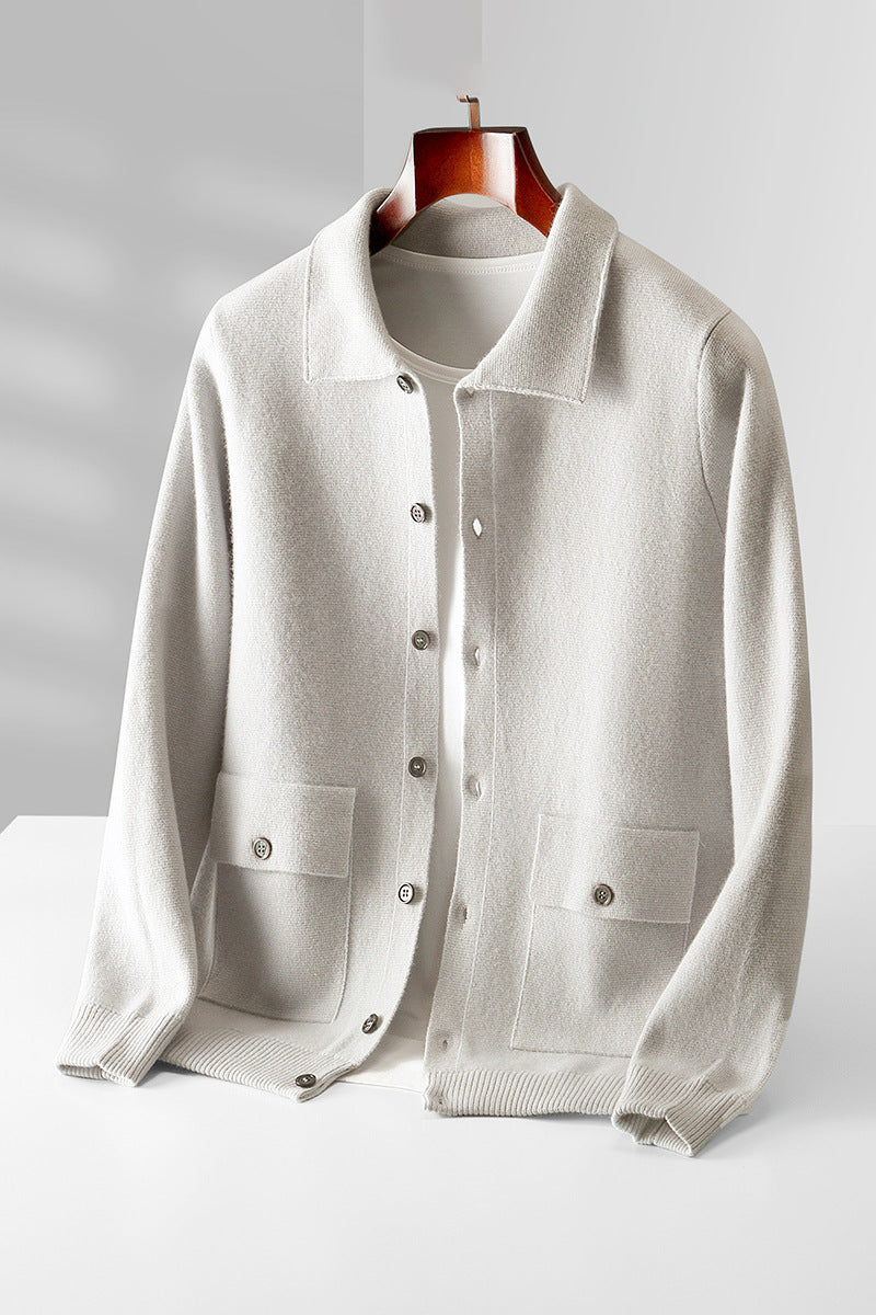 Polokragen Woll-Cardigan