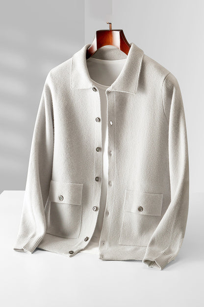 Polokragen Woll-Cardigan