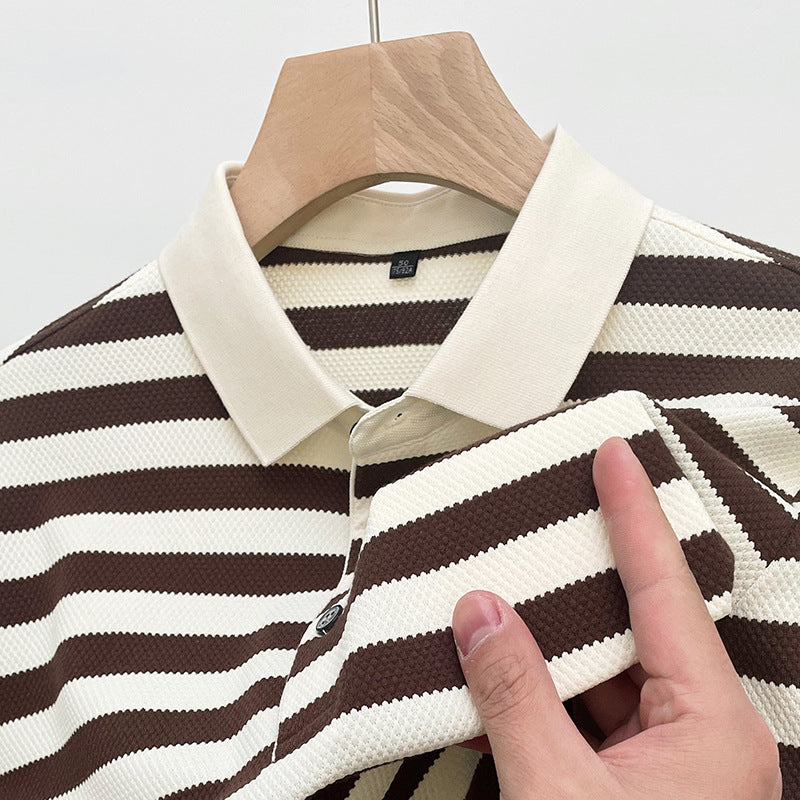 UrbanStoff | Herren Gestreiftes Poloshirt – Kurzarm