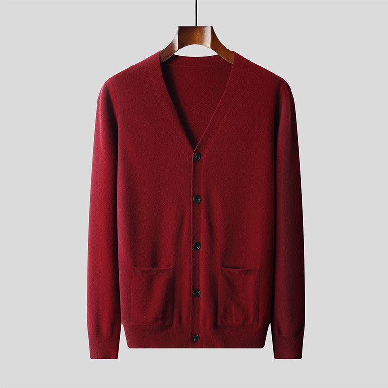 UrbanStoff | Reiner Woll-Cardigan V-Ausschnitt