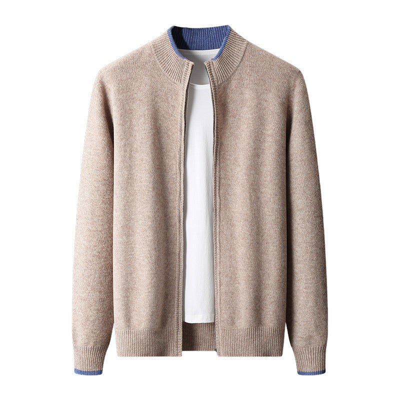 UrbanStoff | Herren Halbrollkragen Strickjacke mit Reißverschluss
