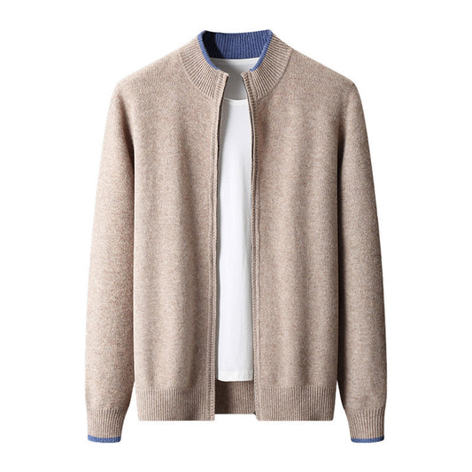 UrbanStoff | Herren Halbrollkragen Strickjacke mit Reißverschluss