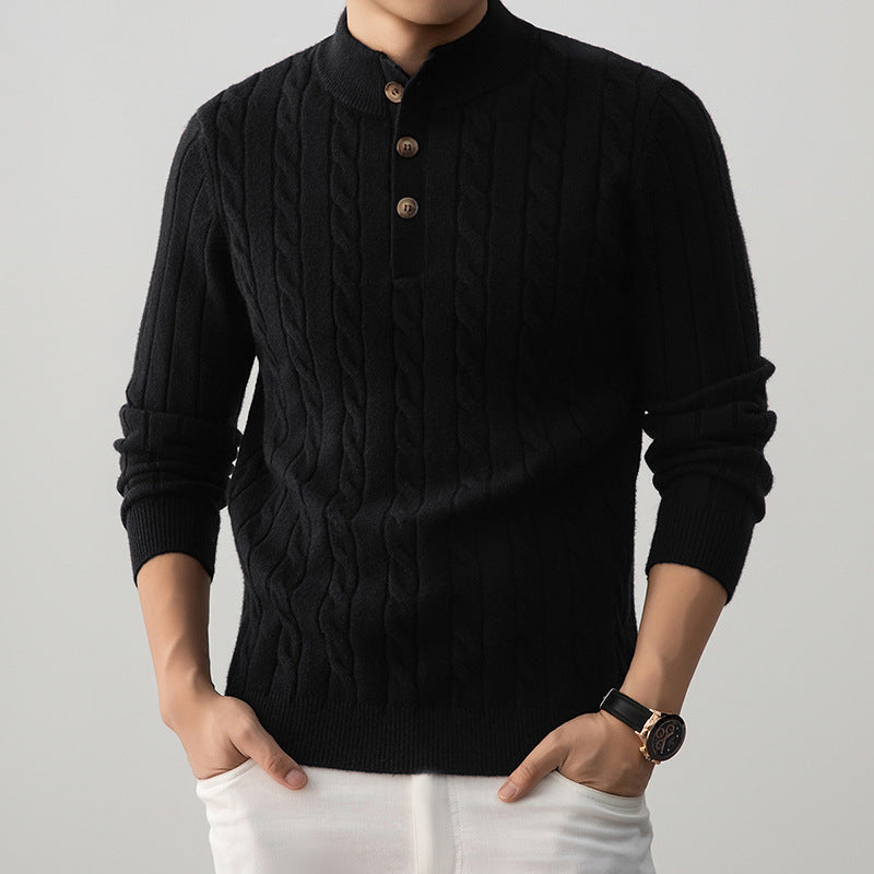 Zopfmuster Henley Pullover