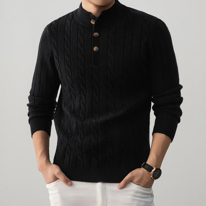 Zopfmuster Henley Pullover