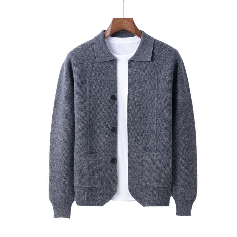 Herren Strickjacke mit Reverskragen und Taschen
