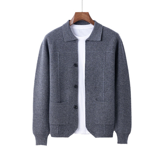 Herren Strickjacke mit Reverskragen und Taschen