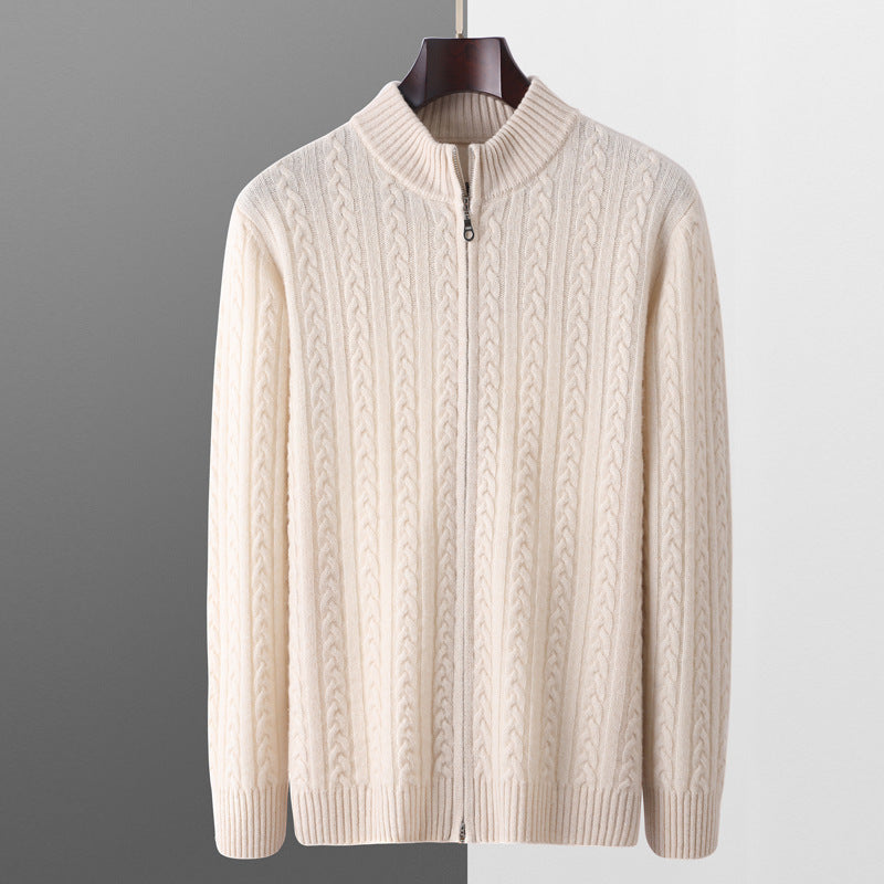 Wollpullover mit Reißverschluss – Stehkragen