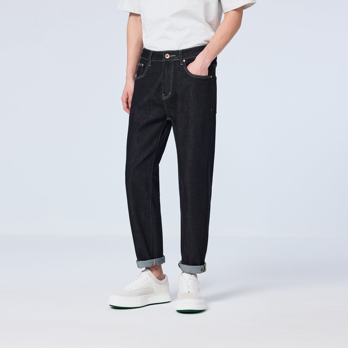 UrbanStoff | Lockere Straight Cropped-Jeans