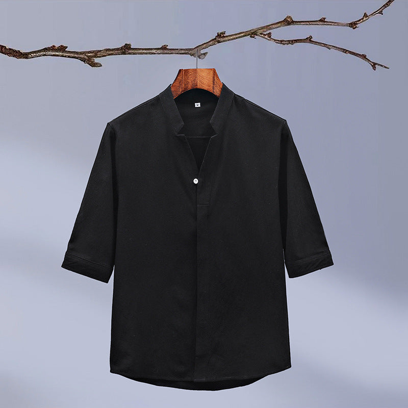UrbanStoff | Halbarm Hemd mit Stehkragen