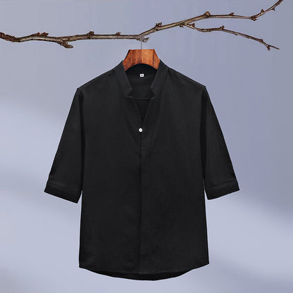 UrbanStoff | Halbarm Hemd mit Stehkragen