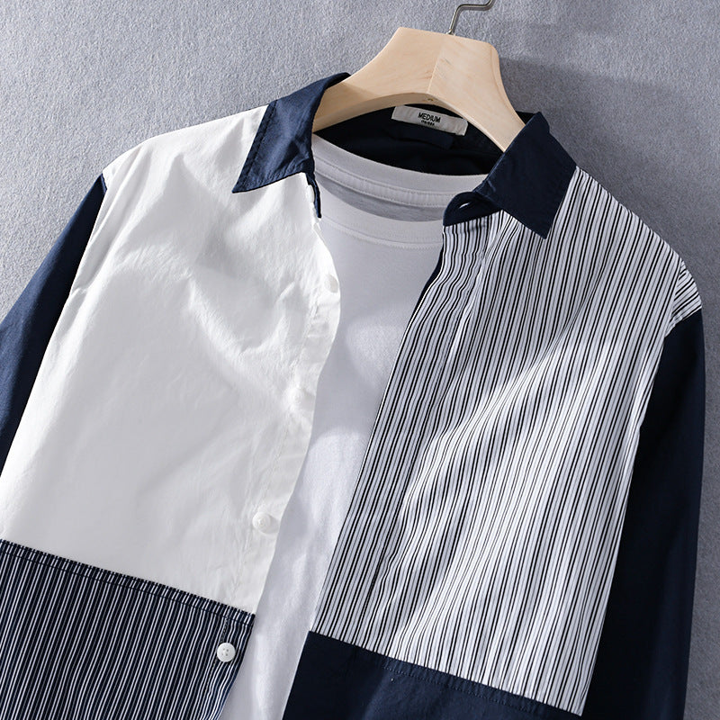 UrbanStoff | Gestreiftes Patchwork-Hemd