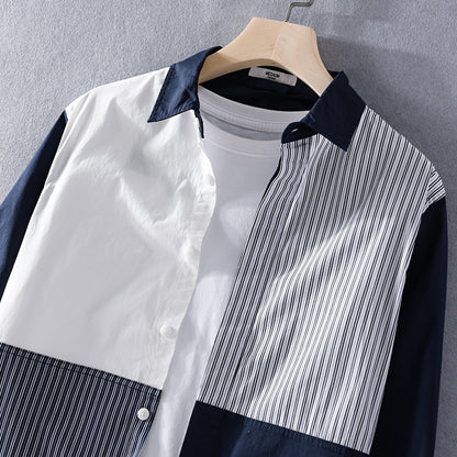 UrbanStoff | Gestreiftes Patchwork-Hemd