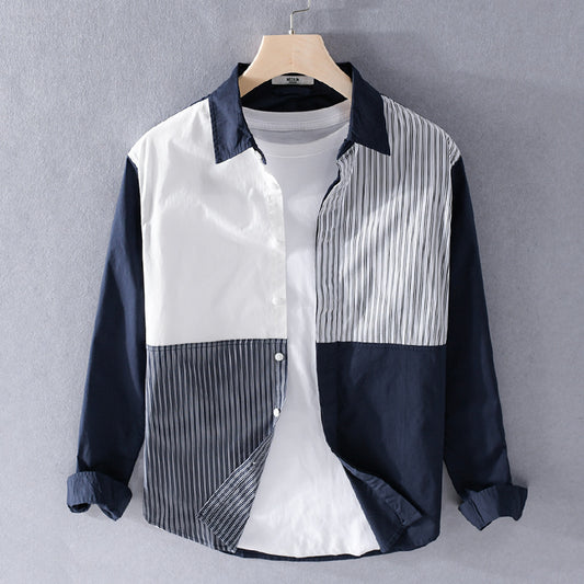 UrbanStoff | Gestreiftes Patchwork-Hemd