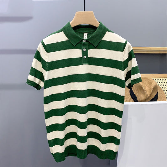 UrbanStoff | Gestreiftes Eisseide-Poloshirt