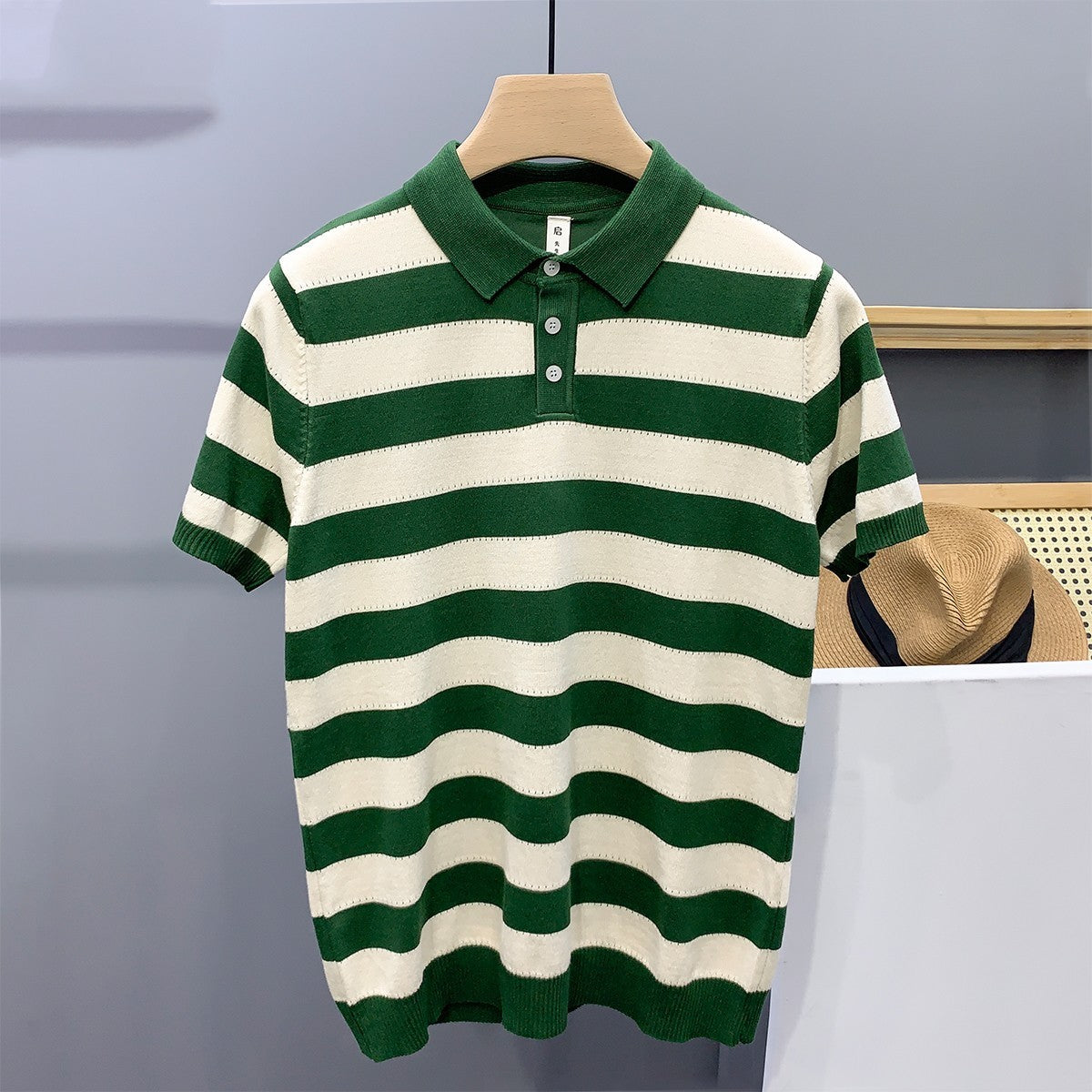 UrbanStoff | Gestreiftes Eisseide-Poloshirt